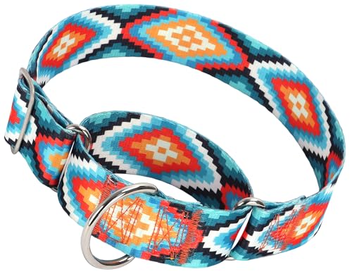 Martingale-Halsband für Hunde, verstellbar, strapazierfähig, Trainingshalsband mit blauem, afrikanischem mexikanischem Boho-Muster, rutschfest, perfekt für Training, Spazierengehen, Jagd, Größe L, 3,8 Martingale-Halsband für Hunde, verstellbar, strapazierfähig, Trainingshalsband mit blauem, afrikanischem mexikanischem Boho-Muster, rutschfest, perfekt für Training, Spazierengehen, Jagd, Größe L, 3,8 von ONEFOJOJO