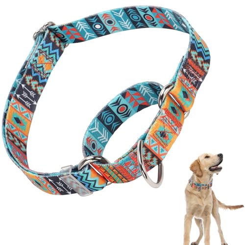 Martingale-Halsband für Hunde, verstellbar, weiches Nylon, mit speziellem Design, Tribal-Muster, niedliche Muster für kleine, mittelgroße und große Hunde (Tribal-Muster, M) von ONEFOJOJO