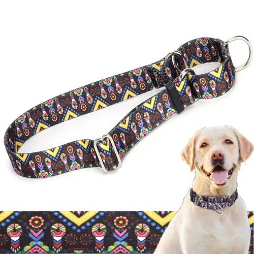 Martingale-Halsband für Hunde, verstellbar, weiches Nylon, mit speziellem Design, niedliches Tribal-Muster für kleine, mittelgroße und große Hunde (Triba4# M) von ONEFOJOJO