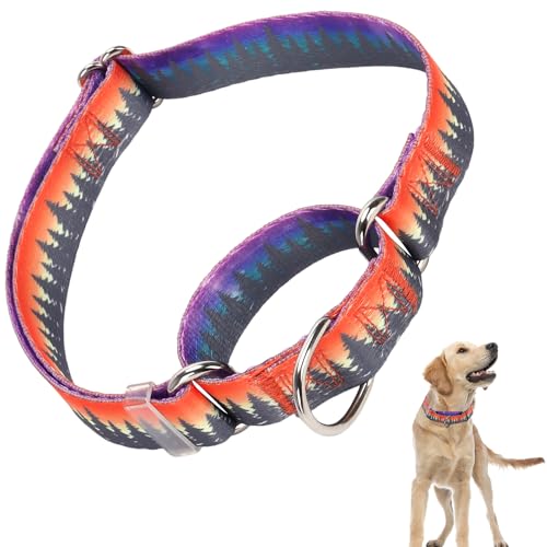 Martingale-Halsband für Hunde, verstellbar, weiches Nylon, mit speziellem Design, niedliches Waldmuster für kleine, mittelgroße und große Hunde (Wald M) von ONEFOJOJO