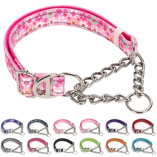 Martingale Halsband für große Hunde mit Kette, reflektierend und gepolstert, bequem und sicher, kein Ziehen, Hundehalsband für Training und Spaziergänge (Rosa, XXL Martingale Halsband für große Hunde mit Kette, reflektierend und gepolstert, bequem und sicher, kein Ziehen, Hundehalsband für Training und Spaziergänge (Rosa, XXL von ONEFOJOJO
