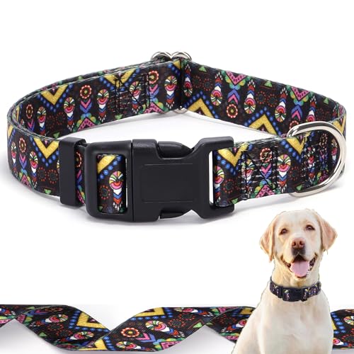 Nylon-Hundehalsband, verstellbar, für kleine, mittelgroße und große Hunde, mit geometrischen Mustern im Bohemian-Stil, langlebig, weich, Größe XS von ONEFOJOJO