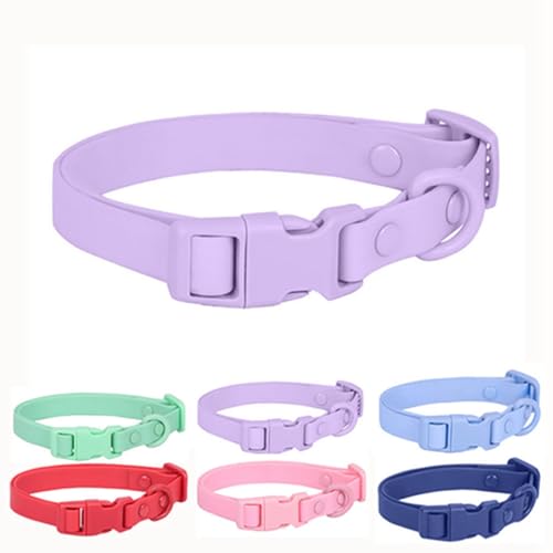 Wasserdichtes Hundehalsband mit Schnalle, niedlich, weiches Silikon, Kunststoff, PVC-Gummi, waschbar, Schnellverschluss, langlebig, Halsbänder für kleine, mittelgroße und große Rassen, Mädchen, von ONEFOJOJO