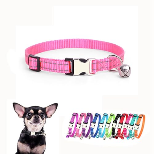 XS Hundehalsband mit Glöckchen, Nylon, reflektierende Metallschnalle, Größe XS, Welpenhalsbänder für Welpen, Kätzchen, Haustiere, Katzen, Mädchen, Jungen, Kleintiere von ONEFOJOJO
