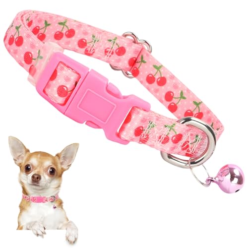 XS Hundehalsband mit Glöckchen, strapazierfähiges Nylon-Halsband für kleine Rassen, verstellbares Halsband mit niedlichem Obstmuster, für Chihuahua, Zwergspitz, Yorkie, strapazierfähig für aktive XS Hundehalsband mit Glöckchen, strapazierfähiges Nylon-Halsband für kleine Rassen, verstellbares Halsband mit niedlichem Obstmuster, für Chihuahua, Zwergspitz, Yorkie, strapazierfähig für aktive von ONEFOJOJO
