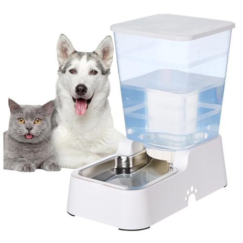 Automatischer Wasserspender für Hunde und Katzen, Schwerkraft-Wasserspender mit 304 Edelstahlnapf, Anzug für mittelgroße und große Hunde und Katzen, große Kapazität 5,3 l (weißer Wasserspender) Automatischer Wasserspender für Hunde und Katzen, Schwerkraft-Wasserspender mit 304 Edelstahlnapf, Anzug für mittelgroße und große Hunde und Katzen, große Kapazität 5,3 l (weißer Wasserspender) von ONEFOLL