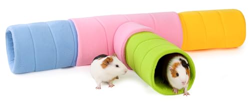 ONEJU Meerschweinchentunnel, Vier stapelbare Tunnel für Meerschweinchen, 1 rosa Meerschweinchen 3-Wege-Tunnel und 3 Meerschweinchen 2-Wege-Spielröhren, rosa, blau, grün und gelb ONEJU Meerschweinchentunnel, Vier stapelbare Tunnel für Meerschweinchen, 1 rosa Meerschweinchen 3-Wege-Tunnel und 3 Meerschweinchen 2-Wege-Spielröhren, rosa, blau, grün und gelb von ONEJU