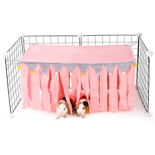 ONEJU Meerschweinchenversteck, Rechteckiges Versteck für Meerschweinchen, Meerschweinchenversteck, Vierseitiges Meerschweinchenversteck für Meerschweinchen, Hasen, Kaninchen ohne Metallzäune, Rose von ONEJU