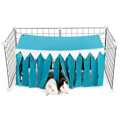 ONEJU Meerschweinchen Versteck, Meerschweinchen Eckversteck, vierseitige Fransen, rechteckige Oberseite und waschbar, geeignete Verstecke für Meerschweinchen und Kaninchen, Keine Metallzäune, Blau von ONEJU