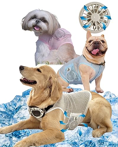 Cool Dog Kühlweste, Wearbor-Ventilator für Hunde, leichte Kühlweste für Hunde, klimatisierte Kleidung, kühles Gefühl [Weiß/5L] von ONEKOSAMA