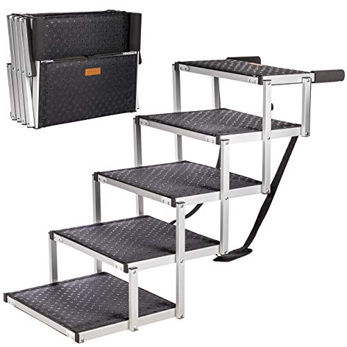 ONVAYA® Hundetreppe faltbar | 5 Stufen | Hunderampe Einstieghilfe für Autos oder hohe Betten | klappbare Haustiertreppe | stabile Hundeleiter | praktisch & leicht | für bis zu 60 kg von ONVAYA