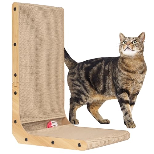 ONVAYA® Kratzbrett für Katzen ǀ mit Spielkugel ǀ stabil und langlebig ǀ für Hauskatzen jeder Größe ǀ vielseitiges Design ǀ Kratzpappe in L-Form von ONVAYA