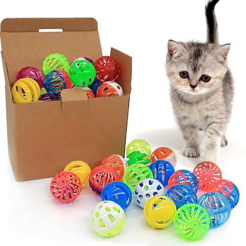 OODOSI Katzenspielzeug, 24 Stück, Glockenbälle, Katzenspielzeug, leicht, interaktiv, verschiedene Farben, Ballspielzeug für Kätzchen-Training und Spielen OODOSI Katzenspielzeug, 24 Stück, Glockenbälle, Katzenspielzeug, leicht, interaktiv, verschiedene Farben, Ballspielzeug für Kätzchen-Training und Spielen von OODOSI