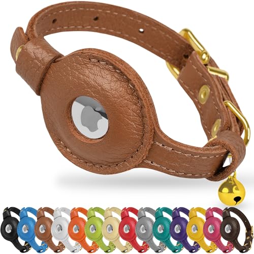 OOPSDOGGY AirTag-Katzenhalsband aus Leder mit Glöckchen, Nicht abreißbar, mit Apple Airtag-Halter, leichtes GPS-Haustierhalsband für Mädchen, Jungen, Katzen, kleine Hunde, Welpen (Hellbraun) OOPSDOGGY AirTag-Katzenhalsband aus Leder mit Glöckchen, Nicht abreißbar, mit Apple Airtag-Halter, leichtes GPS-Haustierhalsband für Mädchen, Jungen, Katzen, kleine Hunde, Welpen (Hellbraun) von OOPSDOGGY
