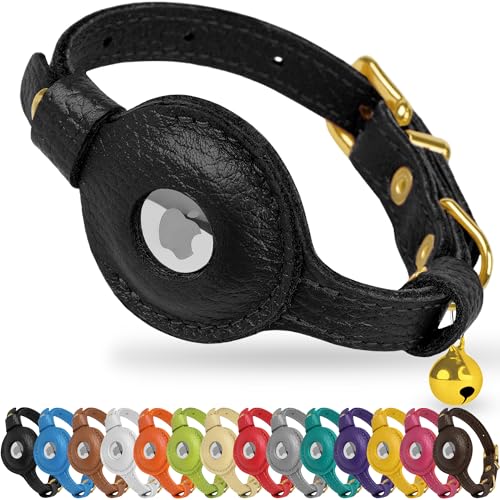 OOPSDOGGY AirTag-Katzenhalsband aus Leder mit Glöckchen, Nicht abreißbar, mit Apple Airtag-Halter, leichtes GPS-Haustierhalsband für Mädchen, Jungen, Katzen, kleine Hunde, Welpen (Black) OOPSDOGGY AirTag-Katzenhalsband aus Leder mit Glöckchen, Nicht abreißbar, mit Apple Airtag-Halter, leichtes GPS-Haustierhalsband für Mädchen, Jungen, Katzen, kleine Hunde, Welpen (Black) von OOPSDOGGY