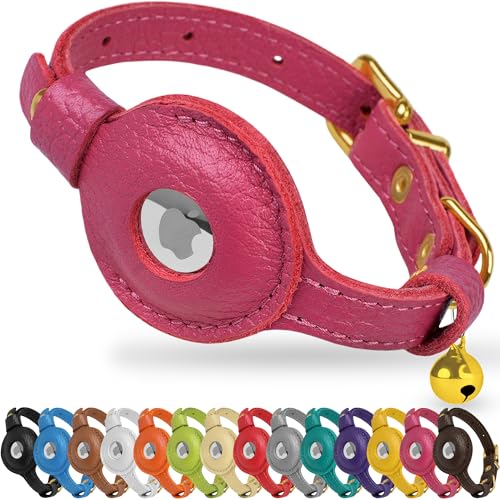 OOPSDOGGY AirTag-Katzenhalsband aus Leder mit Glöckchen, Nicht abreißbar, mit Apple Airtag-Halter, leichtes GPS-Haustierhalsband für Mädchen, Jungen, Katzen, kleine Hunde, Welpen (Pink) OOPSDOGGY AirTag-Katzenhalsband aus Leder mit Glöckchen, Nicht abreißbar, mit Apple Airtag-Halter, leichtes GPS-Haustierhalsband für Mädchen, Jungen, Katzen, kleine Hunde, Welpen (Pink) von OOPSDOGGY