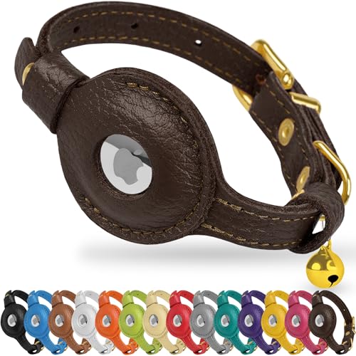 OOPSDOGGY AirTag-Katzenhalsband aus Leder mit Glöckchen, Nicht abreißbar, mit Apple Airtag-Halter, leichtes GPS-Haustierhalsband für Mädchen, Jungen, Katzen, kleine Hunde, Welpen (Brown) OOPSDOGGY AirTag-Katzenhalsband aus Leder mit Glöckchen, Nicht abreißbar, mit Apple Airtag-Halter, leichtes GPS-Haustierhalsband für Mädchen, Jungen, Katzen, kleine Hunde, Welpen (Brown) von OOPSDOGGY