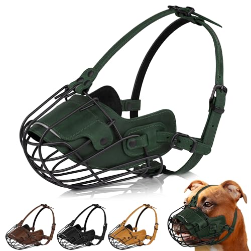 OOPSDOGGY Amstaff Pitbull-Hundemaulkorb aus Metall, reflektierende Ledermaske, sicherer Drahtkorb, Maulkorb für große Hunde, weicher Käfigmaulkorb gegen Beißen und Kauen mit verstellbaren Riemen, OOPSDOGGY Amstaff Pitbull-Hundemaulkorb aus Metall, reflektierende Ledermaske, sicherer Drahtkorb, Maulkorb für große Hunde, weicher Käfigmaulkorb gegen Beißen und Kauen mit verstellbaren Riemen, von OOPSDOGGY
