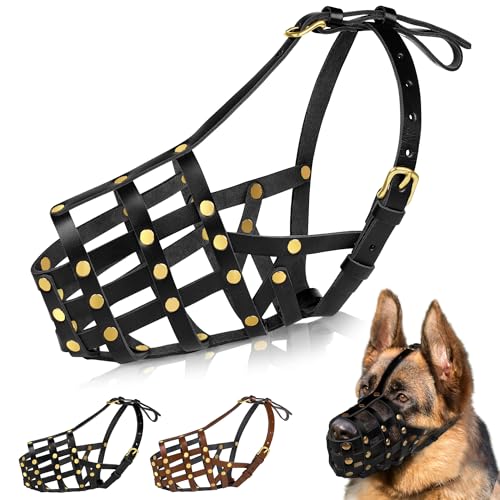 OOPSDOGGY Deutscher Schäferhund Maulkorb für große Hunde - Leder Atmungsaktiv Sicherer Korb Maulkorb für Große Rassen Verhindert Beißen Kein Kauen Verstellbar (Schwarz, Größe 7 - Deutscher OOPSDOGGY Deutscher Schäferhund Maulkorb für große Hunde - Leder Atmungsaktiv Sicherer Korb Maulkorb für Große Rassen Verhindert Beißen Kein Kauen Verstellbar (Schwarz, Größe 7 - Deutscher von OOPSDOGGY