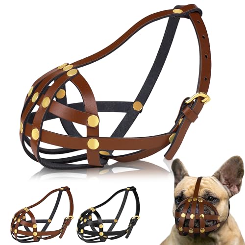 OOPSDOGGY Französische Bulldogge Maulkorb für kurze Schnauze Hund – Leder, atmungsaktiv, sicherer Korb, Maulkorb für Frenchie verhindert Beißen, kein Kauen, verstellbar (Braun, Größe 2 – Französische OOPSDOGGY Französische Bulldogge Maulkorb für kurze Schnauze Hund – Leder, atmungsaktiv, sicherer Korb, Maulkorb für Frenchie verhindert Beißen, kein Kauen, verstellbar (Braun, Größe 2 – Französische von OOPSDOGGY