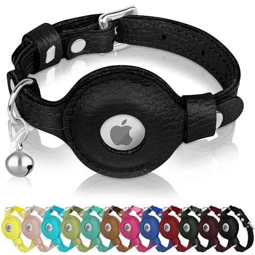 OOPSDOGGY Katzenhalsband für AirTag-Halter, Leder-Kätzchen-Halsbänder mit Gummiband und Glöckchen, nicht abreißbar, verstellbar, für drinnen und draußen, für Jungen, Mädchen, Schwarz OOPSDOGGY Katzenhalsband für AirTag-Halter, Leder-Kätzchen-Halsbänder mit Gummiband und Glöckchen, nicht abreißbar, verstellbar, für drinnen und draußen, für Jungen, Mädchen, Schwarz von OOPSDOGGY