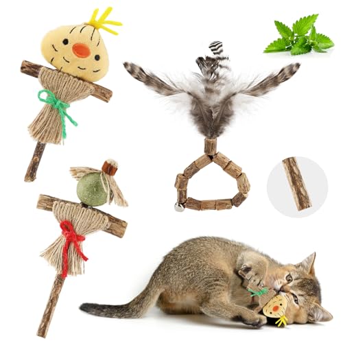 OOTSR 3Stück Katzenminze Spielzeug Interaktiv Katzenspielzeug für Innen Katzen Kätzchen, Natürliche Silvervine federspielzeug für Katzen KauSticks Spielzeug Katze Zahnpflege OOTSR 3Stück Katzenminze Spielzeug Interaktiv Katzenspielzeug für Innen Katzen Kätzchen, Natürliche Silvervine federspielzeug für Katzen KauSticks Spielzeug Katze Zahnpflege von OOTSR