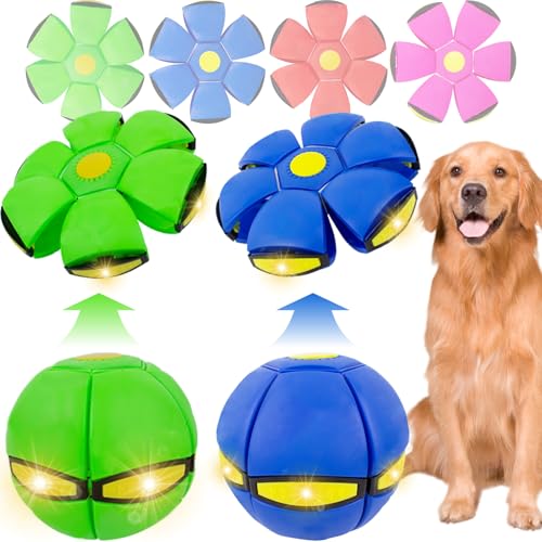 OOXYG Haustierspielzeug, fliegende Untertasse, Ball mit 3 Lichtern für Hunde, 2 Stück, Hunde-Fliegenscheibe für Hunde, interaktive Hundescheiben-Untertasse, Ballspielzeug für mittelgroße und große von OOXYG