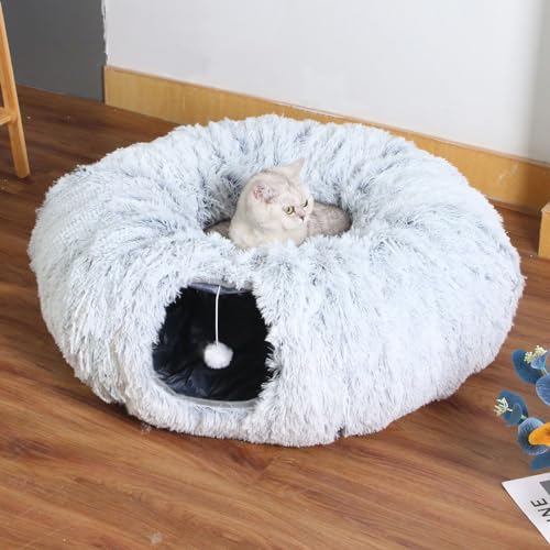 Katzentunnelbett unter dem Weihnachtsbaum, Katzentunnel für Indoor-Katzen, zusammenklappbarer Katzen-Donut-Tunnel, Höhle für mittelgroße und große Katzen, runder Katzentunnel, mehrere von OOZAZEMM