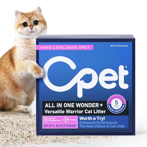 OPET Mixed Tofu und Bentonit Katzenkülle, natürliche nachhaltige Zutaten, schnelle Clumping Katzenkülle, spülbar, überlegene Geruchskontrolle, 99,9% staubfreie Katzenkülle (8.2 kg, Unscented) von OPET