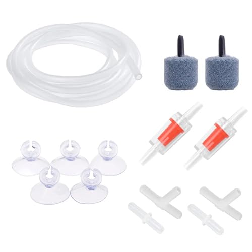OPIGJUFD Aquarium Schlauch Zubehörset for Aquarium-Luftpumpen mit Luftstein-Blasenbelüfter, Rückschlagventilen, Saugnäpfen, Luftschlauch, for Sauerstoffpumpe im Aquarium von OPIGJUFD