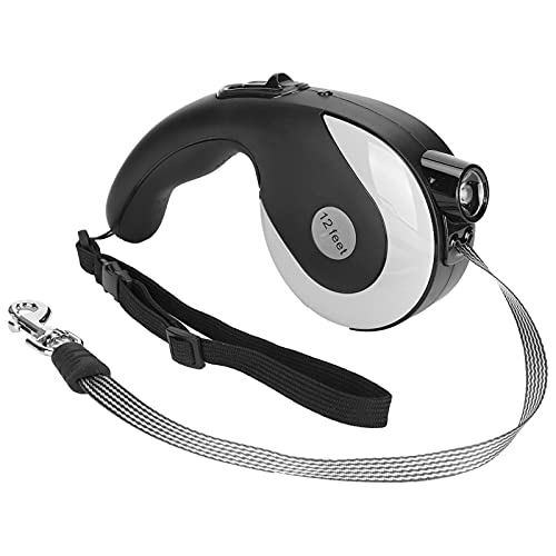 Einziehbarer Hundeleine, Haustier Walking -Leinen -Hundeleine für Kleine Hunde Welpe Leine mit LED -LED -Licht und Metallhaken für Kleine und Mittlere Große Hund (Schwarz grau) von OPPWONG