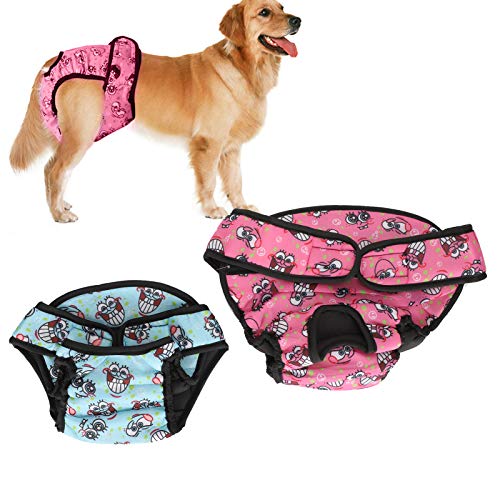 Hund Windeln Weiblich, 2pcs Hunde Haustier Unterwäsche Höschen Shorts Waschable Hunde Windeln Weibliche Hundhosen Weiche Atmungsbezogene Hunde Physiologische Hose für Kleine (XS) von OPPWONG