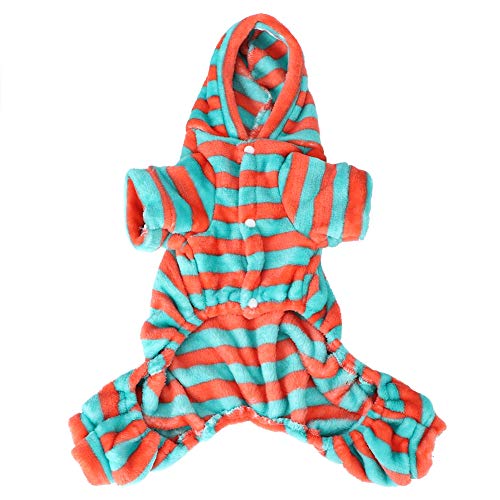 Hundekleidung, Weiche Fleece Hundestreifen Kleidung Hoodies Hunde Hoodie Hund Outfit Winter Haustier Welpe Kleidung Pyjamas für Kleine Hunde Welpe Gesamtkleidung Outfit (XL) von OPPWONG