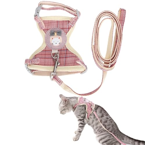 Katzengeschirr und Leine, Bequeme Outdoor-Westengeschirre für Spaziergänge, Katzengeschirr, Ausbruchsichere Katzenweste, Verstellbarer, Weicher (1,5 cm (geeignet für 7–16 Pfund)) von OPPWONG