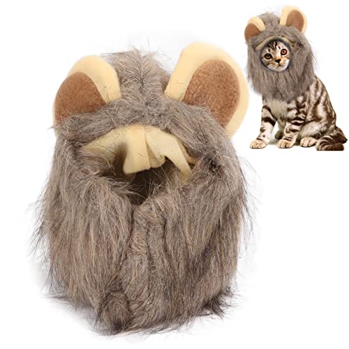 Katzenkostüme Nur für Katzen, Kätzchen-Löwen-Hut, Katzen-Löwenmähne-Kostüm, Katzen-Perücke, Katzen-Outfit, Plüsch-Welpen-Kätzchen-Kostüm, Löwen-Kopfbedeckung für Halloween, (M) von OPPWONG