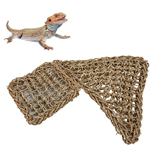 OPPWONG Bartagamen-Hängematte, Grasfasern, Hängemattenbett, Reptilien-Hängematte, Eidechsen-Hängematte, Reptilien-Kletterspielzeug für Geckos, Schlangen, Reptilien-Eidechse von OPPWONG