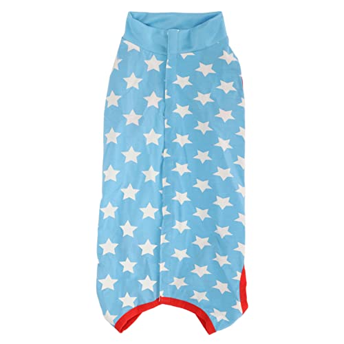OPPWONG Erholungsanzug für Hunde, Weibliche Spay- und Männliche Neutrale Strampler Hundemene Hundewiederherstellungsanzug Blue Sterne Muster Haustier Bodysuit Anti -Licking Wunden (XXL) von OPPWONG
