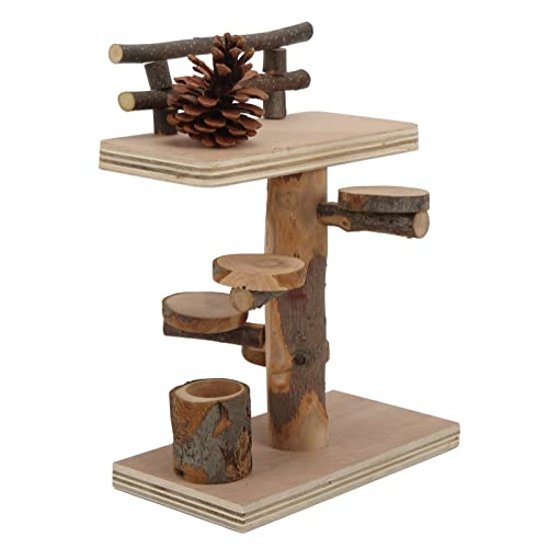 OPPWONG Hamsterplattform, Holz Hamster Kletterholz, Kiefernkegel Verbundbrett Hamster Spielzeug Hamster Kletterspielzeug Zwei Schicht Design für Hamster Kleine Tiere von OPPWONG