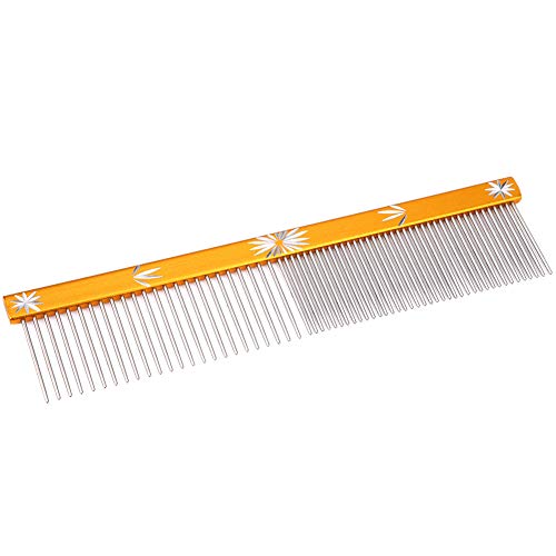 OPPWONG Hundekamm, Anti -statische Kamm Geradereihe Kammkammkamm Hundepflege Kämme Haustier Haar Trimmer Kamm für Hunde und Katzen (Gold) von OPPWONG