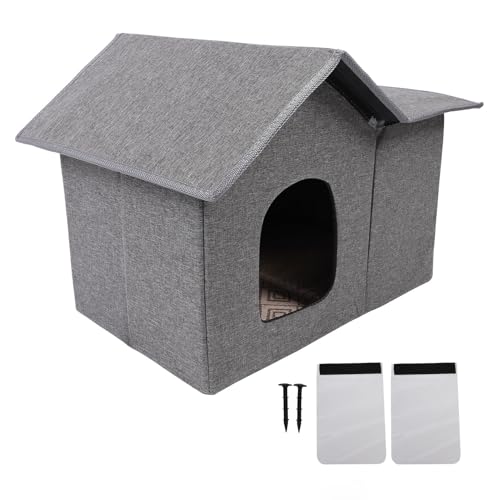OPPWONG Katzenhaus, Faltbar, Breit, Winterunterschlupf für Ferale, Beheiztes Katzenhaus für Draußen, Katzenunterschlupf für den Außenbereich, Wetterfest, Isoliert, Feral-Katzenhaus für OPPWONG Katzenhaus, Faltbar, Breit, Winterunterschlupf für Ferale, Beheiztes Katzenhaus für Draußen, Katzenunterschlupf für den Außenbereich, Wetterfest, Isoliert, Feral-Katzenhaus für von OPPWONG