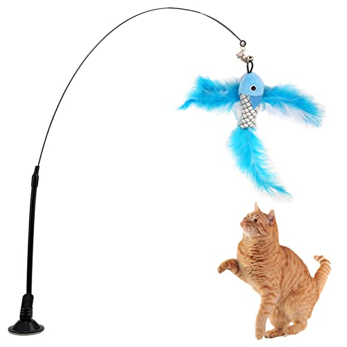OPPWONG Katzenspielzeug mit Saugnapf für Hauskatzen, Hand-Teaser-Zauberstab-Spielzeug, Interaktives Katzenspielzeug, Katzenfederspielzeug, Hängende Tür, Kätzchenspielzeug für Katzen, OPPWONG Katzenspielzeug mit Saugnapf für Hauskatzen, Hand-Teaser-Zauberstab-Spielzeug, Interaktives Katzenspielzeug, Katzenfederspielzeug, Hängende Tür, Kätzchenspielzeug für Katzen, von OPPWONG