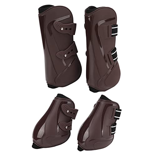 OPPWONG Pferdesportstiefel, 4pcs Verdicken Vordere Hinterpferdbeinstiefel Schiene für Pferde Pferdessprung Verstellbare Pferdehöhenstiefel Zum Springen, Wanderreiten von 4 (braunes Set von OPPWONG