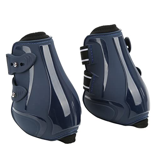 OPPWONG Schienenstiefel für Pferde, Pu Neopren Horse Support Jumps Pferdestiefel Pferdebein Schutzstiefel für das Reiten des Springens Training (Navy Hinterbeine Mittel) von OPPWONG