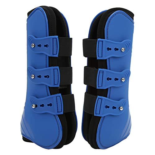 OPPWONG Sportstiefel für Pferde, 2pcs Pu Shell Horse Sehnenstiefel Schiene für Pferde Pferdestiefel Vorderbeinstiefel Zum Reiten von Stoßdämpfer Jumping -Wettbewerb (Blaue vordere Beine von OPPWONG