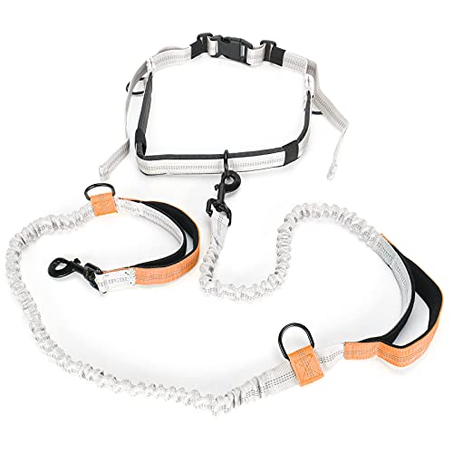 Taille Leine für Hundegasse, Stoßdämpferung Bungee Taille Leinen Leinen Leinen Taillengürtel Dual Griff Hunde Leine Reflektierende Gehen mit Taillengürtel für Kleine Bis Große von OPPWONG