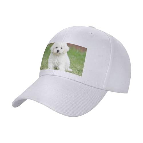 OPSREY Baseballkappe mit Bichon Frisé-Motiv, bedruckt, verstellbar, Netzstoff, neutrale Sportkappe von OPSREY