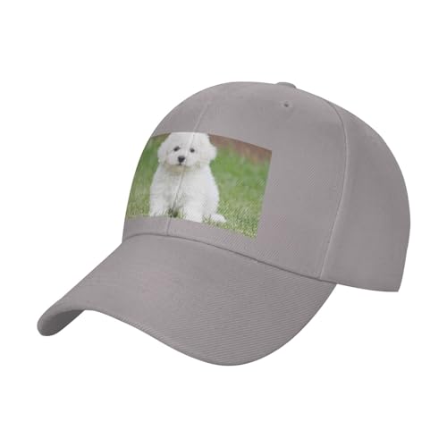 OPSREY Baseballkappe mit Bichon Frisé-Motiv, bedruckt, verstellbar, Netzstoff, neutrale Sportkappe von OPSREY