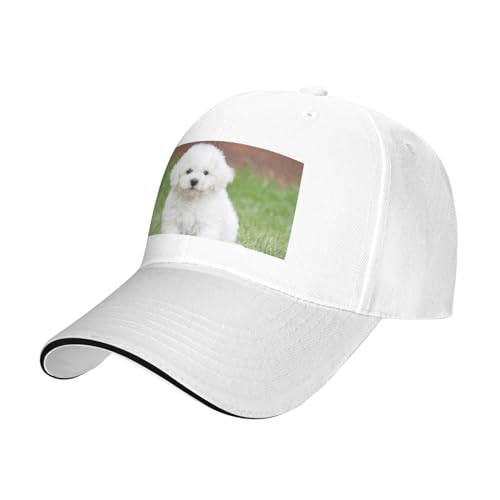OPSREY Baseballkappe mit Bichon Frisé-Motiv, bedruckt, verstellbar, Netzstoff, neutrale Sportmütze von OPSREY