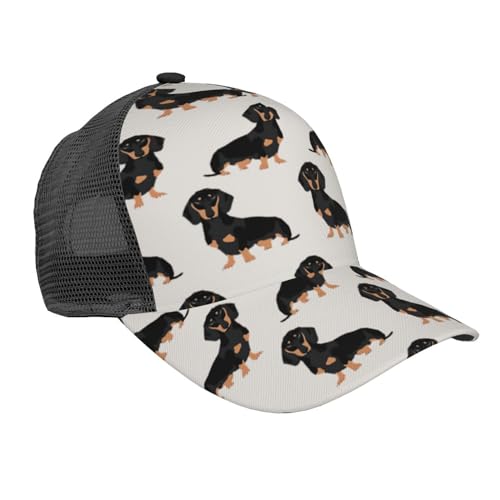 OPSREY Baseballkappe mit Dackel-Motiv, bedruckt, verstellbar, gebogene Krempe, Netzstoff, modische gebogene Krempe OPSREY Baseballkappe mit Dackel-Motiv, bedruckt, verstellbar, gebogene Krempe, Netzstoff, modische gebogene Krempe von OPSREY