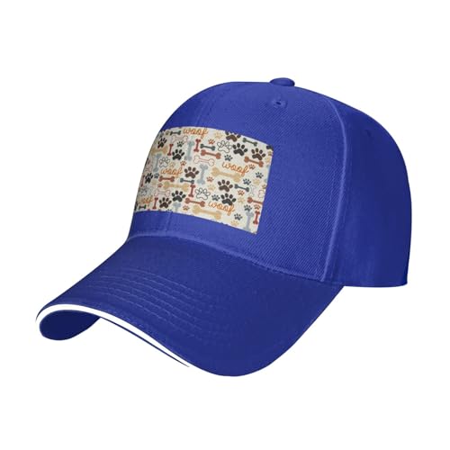 OPSREY Baseballkappe mit Hundeknochen und Pfotenabdrücken, verstellbar, Netzstoff, neutrale Sportmütze OPSREY Baseballkappe mit Hundeknochen und Pfotenabdrücken, verstellbar, Netzstoff, neutrale Sportmütze von OPSREY